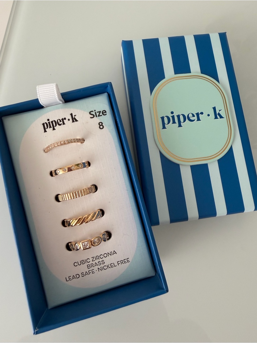 Piper K Gold cubic zirconia Ring Set - size 8